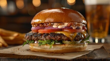 Savor the flavor  indulge in a mouthwatering burger, a tempting culinary delight