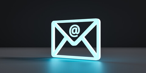 E-mail icon and symbol concept background. 3d rendering - obrazy, fototapety, plakaty