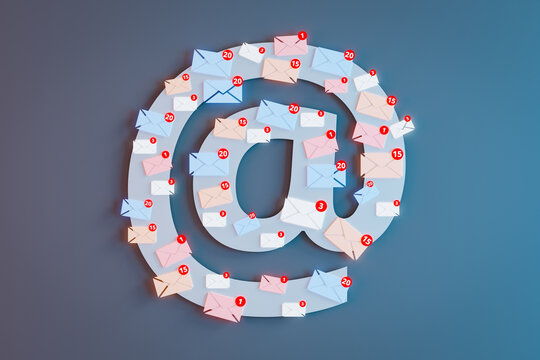 @ shape and email icons concepts.3d rendering