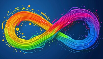 Autism awareness day  rainbow infinity symbolizing neurodiversity on blue background