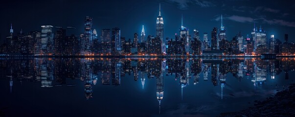Panoraic Photography of New York City. Free Space, copy space. New York City Manhattan downtown...