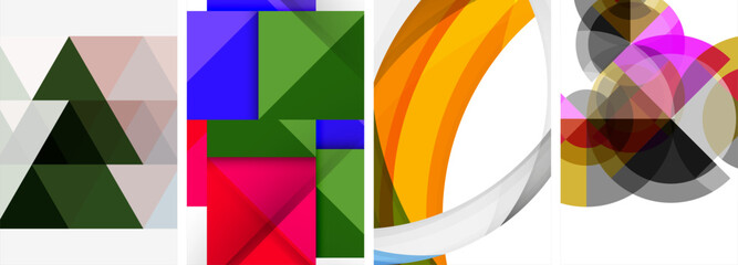 Obraz premium A vibrant display of colorful geometric shapes including rectangles, triangles, and circles in tints and shades on a white background, with electric blue accents for added flair