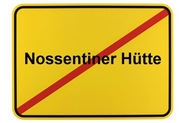 Illustration eines Ortsschildes der Gemeinde Nossentiner Hütte in Mecklenburg-Vorpommern