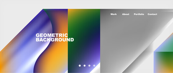 A vibrant geometric background featuring rectangles, circles, and a rainbow of colors including electric blue, violet, and magenta. Perfect for multimedia displays and branding