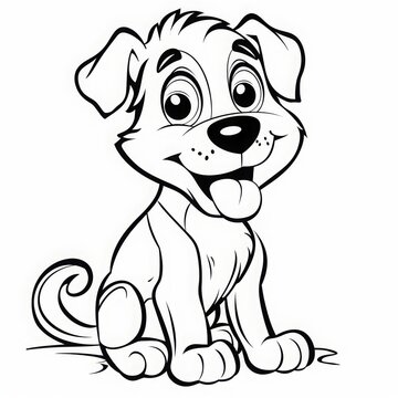 coloring pages or books for children, Cute and funny coloring page of a dog, Cartoon vector illustration, outline picture for coloring kid book,
