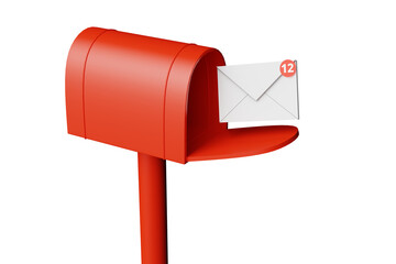 Email and message concept arriving in mailbox. 3d rendering