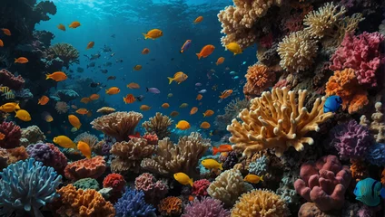 Rolgordijnen coral reef and fish © Ameerhamza