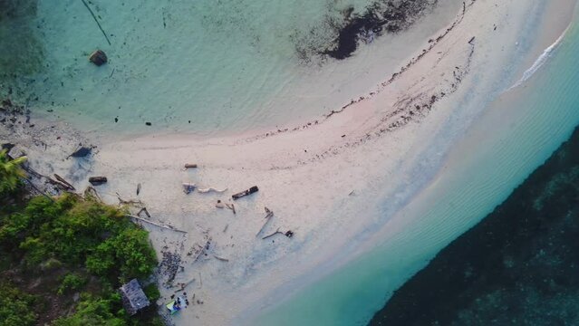 Aerial View of a Beautiful Tropical Beach with Turquoise Water and White Sand