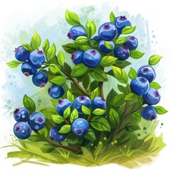 A blueberry bush with many blue berries on it