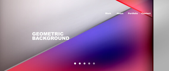 A geometric background featuring a triangle design in red, white, and blue shades. The vibrant colors include electric blue, magenta, and violet tints, creating a visually appealing composition