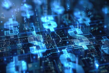 Dollar sign on digital screen. Business and finance concept