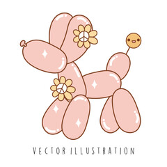 Groovy Balloon Dog, Vector illustration