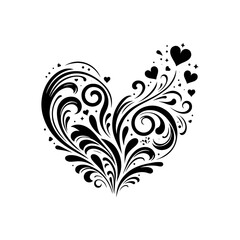 Eternal Love: Black Vector Silhouette of Romantic Hearts, Symbolizing Endless Affection and Devotion- hearts shape vector stock.