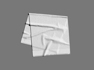 Realistic White Blank Towel Mockup 3D Render in Grey Background