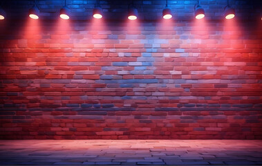Neon light on brick walls, Neon Abstract Background