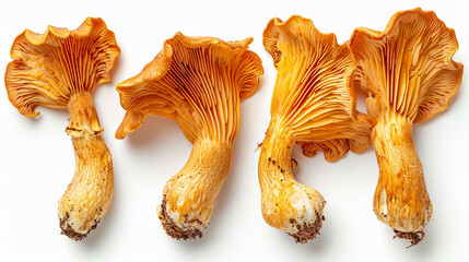 Forest mushrooms chanterelles isolated on the white background