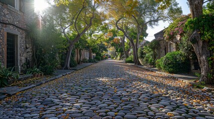 Historic Streets: Photograph narrow cobblestone streets lined with historic buildings