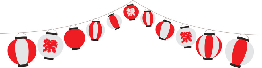 日本のお祭りの提灯のフレームイラスト