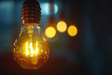 light bulb glowing in dark room Creative and Inspiration concept