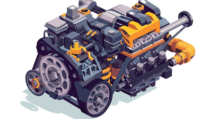 Modern car internal combustion engine. Complete overh