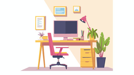 Modern teenager guy room with workplace