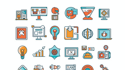 modern thin line icon set of household