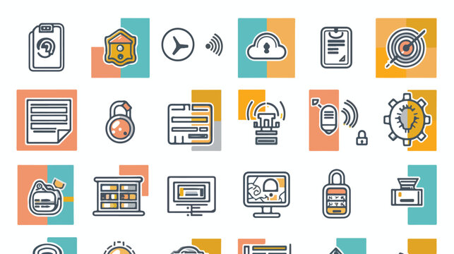 modern thin line icons set of cyber security network