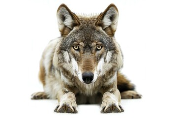 Portrait of a wolf isolated on a white background with clipping path - obrazy, fototapety, plakaty