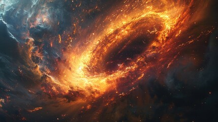giant black hole in the galaxy space - obrazy, fototapety, plakaty