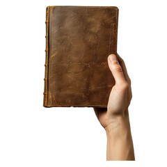 hand holding up afront facing open book with two pages, blank sheets, on a church style stand bible