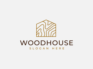 wood house logo vector illustration, woodwork home carpentry logo template
