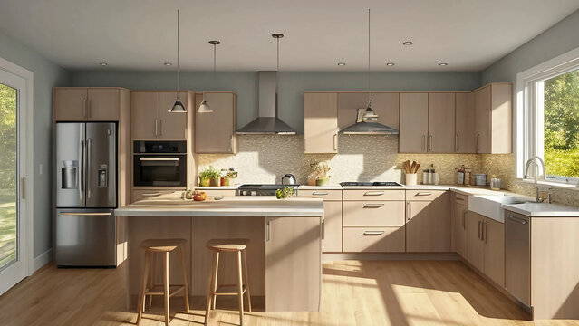 明るくモダンなキッチン