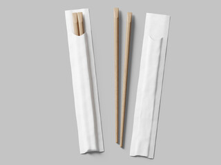 White Blank Chopstick Packaging Mockup in Front View