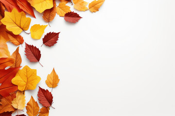 Autumn Leaves Frame on White Background