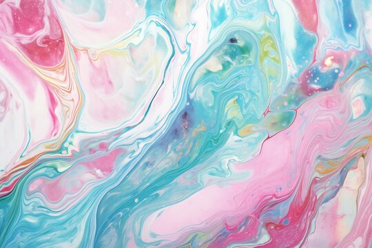 Abstract background of acrylic paint in blue, pink and white tones