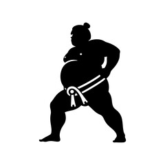 Gentle Giants: Black Vector Silhouette of Sumo Wrestlers, Emblematic of Strength and Tradition- Sumo Wrestler black vector stock.