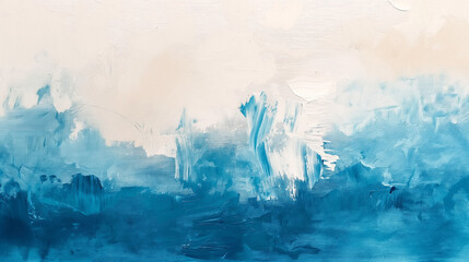 Blue and white brush strokes with oil paints, artistic oil painting on white canvas. Abstract background