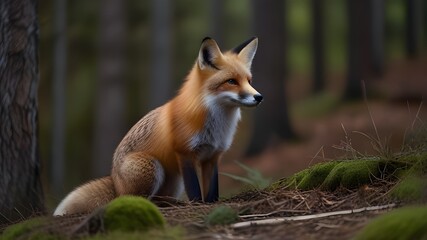 Red fox in the forest Generative Ai