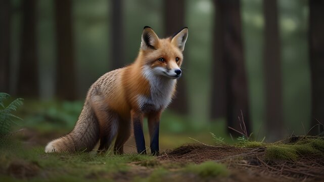 Red fox in the forest Generative Ai