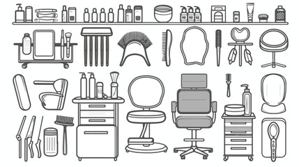 Professional beauty salon set. Furniture tools suppling