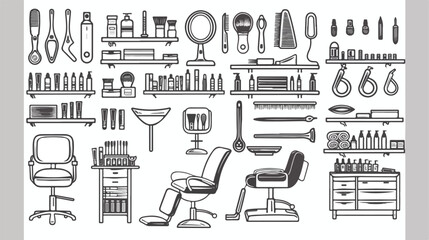 Professional beauty salon set. Furniture tools suppling