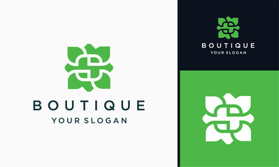 square initial letter s with leaves simple and elegant floral monogram, elegant line art logo design, vector illustration