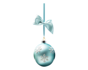 Merry Christmas collection white light blue hanging balls decorated with snowflake and glitter pearls pattern Isolated on cut out PNG or transparent background. objects template, greeting gift card.