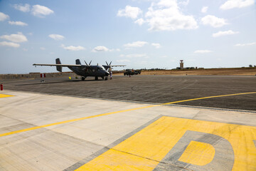 propeller airplane in the airport