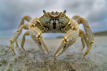 Crab on the beach,  Selective focus on the head