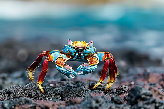 Sally Lightfoot crab on lava, Galapagos Islands, Ecuador