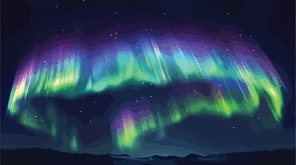 Realistic vector northern lights set. Amazing aurora