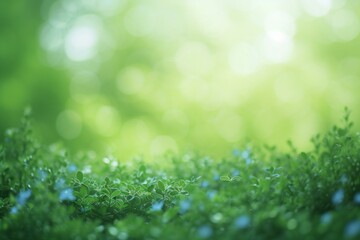 Green leaves background with bokeh light,  Spring nature wallpaper