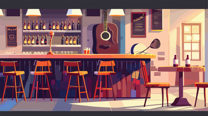 Restaurant interior vector illustration. Cartoon flat