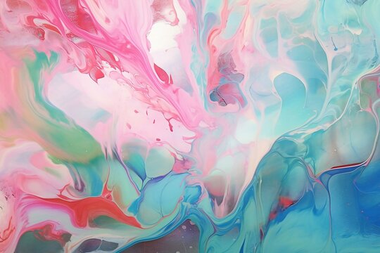 Abstract background of acrylic paint in blue, pink and white colors